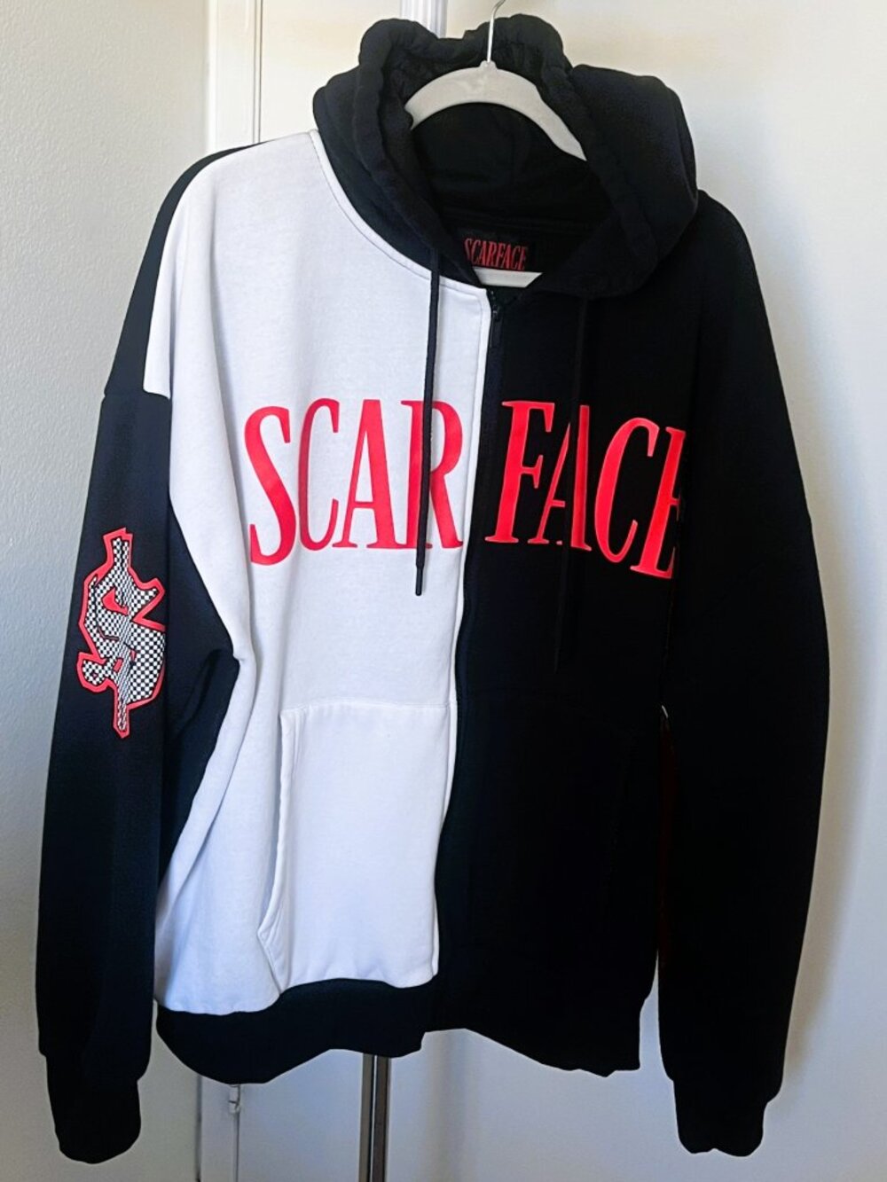 ScarFace Reason Split Full Zip Oversized XL Hoodie pullover Black White
